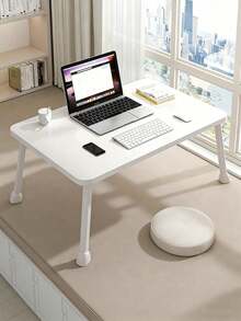 1pc Folding Computer Desk, Suitable For Dining And Office Scenarios, Equipped With Anti‑Slip Handles, Foldable Design, Space‑Saving, Sturdy And Durable, Can Also Be Used As Computer Desk, Study Desk And Writing Desk - Multiple Specifications - View 4