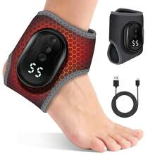Alat Pijat Pergelangan Kaki Getar Elektrik dengan Pemanas, Terapi Panas Inframerah, Penyangga Pijat Pergelangan Kaki dengan Pemanas, Pelindung Kaki - Grey - View 3