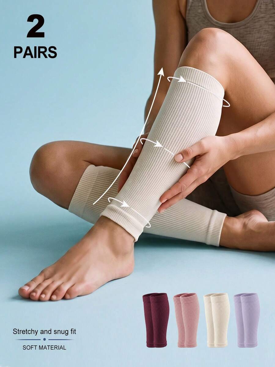 2Pairs Calf Compression Sleeve For Men Women Football Leg Sleeve Elastic Calf Support Sock For Sports Cycling Running Basketball - Multicolor - View 1