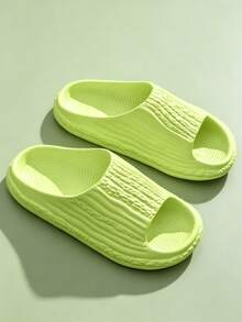 Summer Versatile Comfortable Fresh Design Bitter Melon Slides, Fashionable Minimalist, Suitable For All Styles, Lightweight Sole, Comfortable For Long Wear Without Foot Fatigue, Easy To Clean, Suitable For Indoor And Outdoor Use - Green - View 4