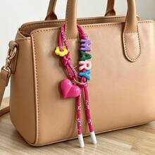 [Tùy chỉnh] 1 mặt dây chuyền handmade đan dây nylon, đi kèm chữ acrylic tùy chỉnh và hình trái tim, móc treo túi cá nhân hóa, quà tặng trang trí, mặt dây tên, quà sinh nhật - Nhiều màu - Xem 8