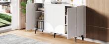 White Sideboard 160cm - Multi-Functional Cabinet With Adjustable Shelves, Metal Legs In Wood For - 白色 - 查看 11