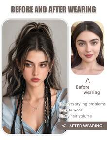 Messy Wavy High Ponytail With Hair Clips, Gradient Hair Extensions, Hair Accessories Perfect For Women's Holiday And Party Looks. - Multicolor - View 4