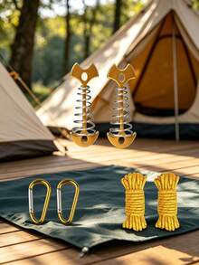 1 Set Outdoor Camping Tent Spring Stakes Windproof Rope D-Ring Buckle Complete Accessory Kit - Multicolor - View 4