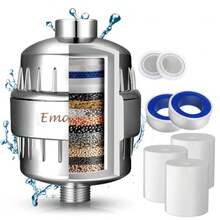 de Ducha Agua Universal de - Incluye 3 Cartuchos de Reemplazable- Purificador de Agua para Elimina Cloro/Impurezas Olores Para Todo Tipo de Cabezas de Duchas y Regaderas Marca - 25 Etapas - Ver 9