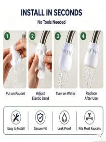 Kantong Filter Keran, Bahan Jaring Serat dengan Desain Pita Elastis, Universal untuk Air Panas dan Dingin, Menyaring Lumpur, Kerak, dan Kotoran, Kantong Filter Pemurnian Air Wastafel Rumah Tangga, Cocok untuk Penggunaan Keran Dapur dan Kamar Mandi - Menyaring - View 6