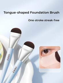 OEIEZ Foundation Brush - Tongue-Shaped Makeup Brush, Suitable For Liquid And Cream Foundation, Soft Synthetic Bristles, Creates Seamless High Coverage Facial Makeup, Professional Korean Beauty Tool, Suitable For Daily Use - Baby Blue - View 7