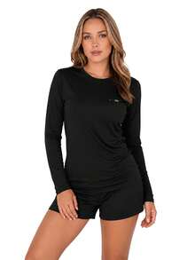 Women's Long-Sleeved T-Shirt With UV Protection SPF50 - 黑色 - 查看 1