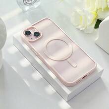 磁吸無線充電保護殼，適用 17 Pro Max 16 15 14 13 12 Mini 11 Plus 16e 17e，壓克力透明後蓋 - 粉色 - 查看 3