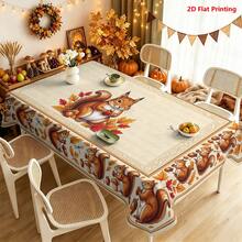 1/2pcs Autumn Tablecloth, Autumn Squirrel Theme Polyester Tablecloth, Pastoral Hand-Painted Squirrel Acorn Maple Leaf Pattern, Suitable For Dining Room Table, Coffee Table, Kitchen, Picnic, Camping, Country Farmhouse Decoration, Tabletop Protection And Autumn Holiday Atmosphere - Multicolor - View 15
