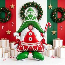 1pc 96cm Self-Standing Christmas Elf Aluminum Foil Balloon, Suitable For Christmas Enthusiasts, Party Friends, Used For Christmas Party, Store Window, Holiday Dinner, Home Gathering Atmosphere Decoration - Christmas Elf Balloon With Base - View 6