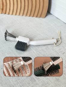 1pc White Japanese Style Comb Cleaning Brush, Plastic Cleaning Claw For Air Cushion Comb And Boar Bristle Comb Cleaning, Hair Removal Tool, Suitable For Home Use And Daily Comb Cleaning - White - View 2