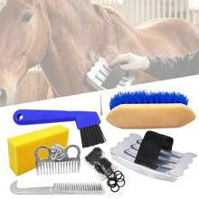 7-Piece Horse Grooming & Cleaning Set, Horse Hair Brush, Sponge, Comb, Scraper, Horse Brush, Horse Bathing & Care Grooming Tools Kit - Horse Grooming Kit - View 5