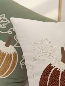 1 buah Sarung Bantal Hias Bordir Warna Beige, Cocok untuk Dekorasi Dalam Ruangan, Dekorasi Thanksgiving, Sarung Bantal Sepanjang Musim, Tanpa Isian Bantal - Krem - View 6