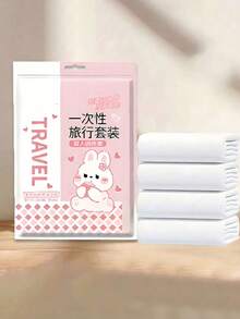 一次性加厚加寬4件組床品套裝，適用於飯店住宿，一次性床單與枕套，旅行必備 - 彩色 - 查看 8