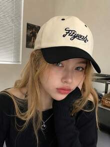 1pc Classic Embroidered Baseball Cap, Adjustable Dad Hat, Dual-Tone Vintage Casual Cap, Breathable Summer Outdoor Travel Golf Hat, Unisex - A - View 1
