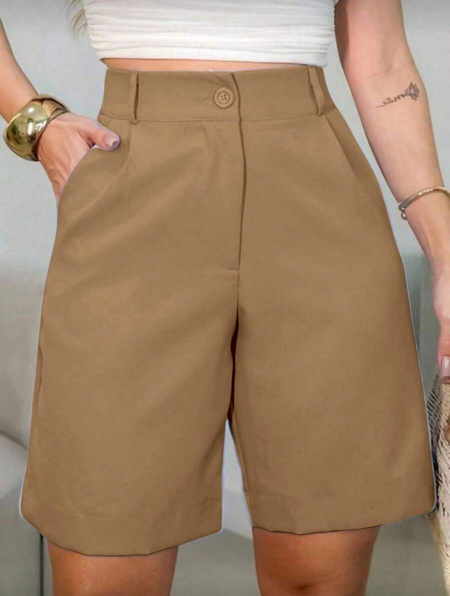 Tailored Bermuda Shorts - Style - Camel - Ver 1