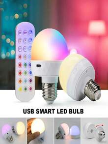 1pc Remote Control RGB LED Bulb, Rechargeable Detachable Magnetic E27 Screw-In Light, Dimmable 15 Colors Timing Ambient Lamp For Closet, Bedroom, Festival Decor - 1 - View 6