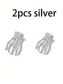 Gothic Punk Hair Claw Clips Mini Skull Side Clips For Women Halloween Hairstyle Clips For Gig Camping Vocation Travel Birthday Gift Homen Decor Travel Back To Scool Indoor Outdoor Daily Essential Accessory - Multicolor - View 12