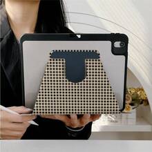 1 buah Casing Pelindung Tablet Motif Kotak-kotak Beige dengan Hati Gelap, Dapat Diputar 360°, Dilengkapi Slot Pena, Penutup Penyangga Magnetik Multi-Sudut, Mendukung Fungsi Tidur/Bangun Otomatis, Kompatibel dengan iPad PRO/AIR, Pad 5/6/7, Pad, MatePad, Pad, Honor Pad, Pad - MultiWarna - View 3