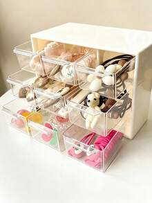 9-Grid Drawer Storage Box, White PP Material, Portable Storage Box For Office Supplies, Jewelry And Cosmetics, Multi-Functional Compartment Design, Stackable Lightweight Home Or Office Storage, Desktop And Drawer Organizer For Crafts And Supplies - Multicolor - View 1