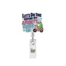 1pc Acrylic Badge Scroll, Frog Electrocardiogram Pattern Retractable Card Clip ID Card Buckle, Halloween, Back To School Season Badge Reel Nurse,Funny Nurse Badge Reel - A - View 10