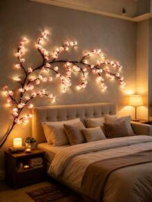 LED Cherry Blossom Vine Lights, USB Powered, 8 Flashing Modes, 10 Adhesive Hooks Included Per Piece, Soft And Bendable, Suitable For Room Decoration, Living Room, Bedroom, Wall Decor, Wedding Arrangement, Party Atmosphere, Valentine's Day, Birthday And Graduation Gifts - Multicolor - View 5