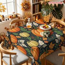 1/2pcs Autumn Tablecloth, Autumn Pumpkin & Vine Pattern Polyester Tablecloth, Suitable For Dining Table, Coffee Table, Kitchen, Picnic, Camping, Country Farmhouse Decor, Tabletop Protection, Holiday Autumn Theme Arrangement - Multicolor - View 9