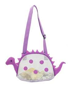 1pc Cartoon Dinosaur Mesh Toiletry Bag, Breathable Nylon Drawstring Crossbody Bag, Suitable For Pool And Outdoor, (Suitable For 2-3 Years Old) - Multicolor - View 7