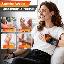 Wireless Electric Heated Wrist Massager, Wrist Support Protection Sleeve, Vibration Massage, Relieve Tenosynovitis, Carpal Tunnel Syndrome, Fatigue Relief - Black - View 8