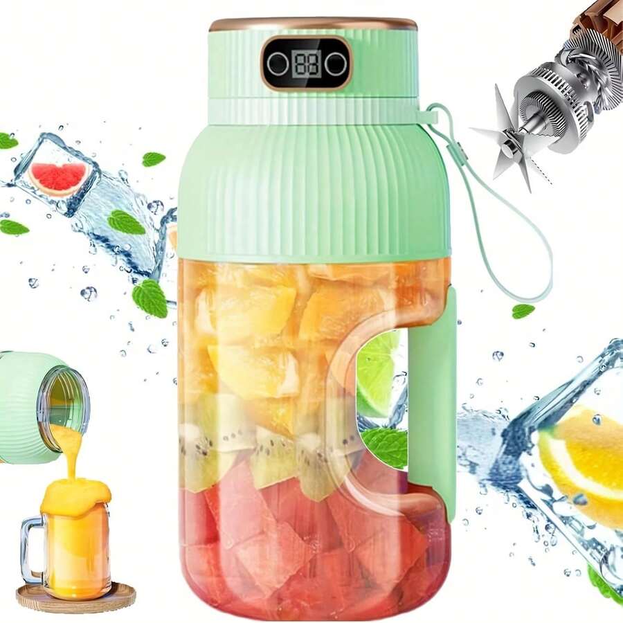 Fruit Juicer, Portable Multi-Function Beverage Cup, Upgraded 10-Blade Large Capacity Portable Juicer, Multi-Function Juicer Blender For Vegetables, Fruits And Smoothies, Rechargeable Juicer, Portable Blender For Sports, Travel And Outdoor