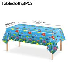 1/3PCS Bright Blue Underwater World Tablecloth With Tropical Fish, Rectangular Disposable Plastic Table Cover,Seaweed And Bubble Pattern, Suitable For Ocean Theme Celebration, Beach Party, Aquarium Gathering, Seafood Buffet Table Setting Supplies - Underwater World - View 12