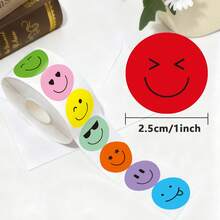 500pcs/Roll Smiling Face Labels Colorful Smiling Face Labels Holiday Teacher Reward Decorative Stickers Motivational Stickers Happy Smiling Face Handmade Seal Stickers Gift Self-Adhesive Seal Stickers PVC Waterproof Stickers - Multicolor - View 2