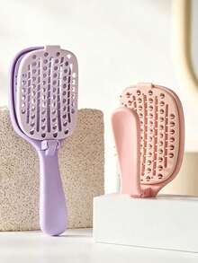 Automatic Cleaning Folding Hair Comb With Scalp Massager & Volumizing Ridging Technology - Portable Folding Suitable For Normal Hair, /Korean Style Detangling Comb For Volume Boosting And Scalp Care /Travel - Regular Model - View 5