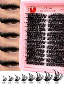 192 Clusters Of D-Curl Fluffy "Cat-Eye" Lashes (Left/Right Eye) – 80D & 100D DIY Individual Clusters; Voluminous, Soft, And Lightweight. Suitable For Beginners And Perfect For Daily Wear, Parties, Travel, Music Festivals, Halloween, And Christmas. - D - View 7
