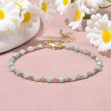 1pc Bohemian Style Mixed Natural Stone Bracelet With Amazonite, Amethyst, Garnet, Black Spinel, Adjustable, Multi-Color Cute Fashion Versatile Layering Jewelry For Women Daily Wear And Vacation - Multicolor - View 14
