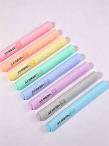 8/1pc Macaron Candy Color Oblique Tip Fluorescent Highlighter, Eye-Protection Soft Light Large Capacity Colorful Marker Pen, Highly Attractive Student Key Point Marking Stationery, Back To School Season Essential Marker Pen, Oblique Tip Wide And Narrow Dual Use For Note-Taking And Journaling, Back To School Stationery - Multicolor - View 6