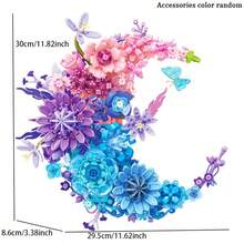 Moon Shaped Building Block Flower Bouquet Set, 977PCS Wall Mountable Artificial Flower Model, Creative Home Wall Decor, DIY Assembly Toy For Adults Flower Lovers,Decor ,Halloween,Christmas,Birthday Gift - Multicolor - View 14
