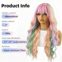 New Colorful Cosplay Wig For Women With Straight Bangs And Short Curly Hair Full Head | Heat-Resistant Material Wig | Suitable For: Daily Commute, Outdoor Travel, Party Gathering, Holiday Celebration, Film & TV Cosplay, Romantic Date - Multicolor - View 11