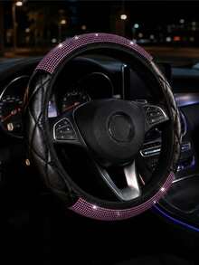 1pc Shiny Crystal Rhinestone Steering Wheel Cover, Anti-Slip Diamond Steering Wheel Protector, 14.5-15 Inch Universal All-Season Car Decor Accessory, Suitable For Women And Girls - Multicolor - View 9