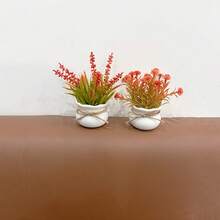 2Pcs/4Pcs Autumn Mini Artificial Potted Plants, Home Decor, Holiday/Living Room/Dining Table/Bathroom/Washbasin Artificial Greenery Fake Flower Decoration - Orange - View 13