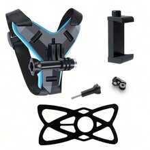 Motorcycle Helmet Adjustable Phone Mount + Anti-Loss Phone Net Compatible With Hero 13/12/10/9/8/7/6/5 Helmet Mounting Bracket Non-Slip Silicone Pad Action Camera Mount - Multicolor - View 1