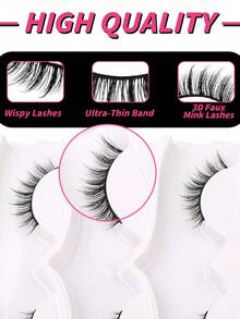 Himirell 3 Pairs Short Natural False Eyelashes, Suitable For Daily, School, Party, Holiday And Other Makeup Occasions - Black - View 2