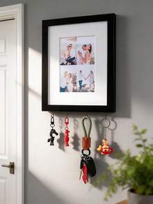 1pc Multi-Hook Photo Frame Wall Mount Hook Key Rack, Decorative Collage Photo Display Stand, Entryway Wall Decor, Home Wedding Gift - Multicolor - View 1