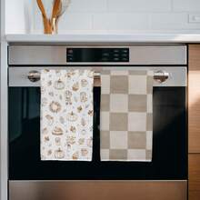 2PCS Kitchen Towels Brown Plaid Striped Print Microfiber Kitchen Towels, Modern Minimalist Style 40*60cm Rectangular Dish Cloth, Tablecloth, Hand Towel, Kitchen Decor, Home Decor, Neighbor Housewarming Gift, Kitchen Bathroom Supplies Home Essentials - Apricot - View 6