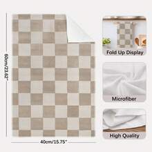 2PCS Kitchen Towels Brown Plaid Striped Print Microfiber Kitchen Towels, Modern Minimalist Style 40*60cm Rectangular Dish Cloth, Tablecloth, Hand Towel, Kitchen Decor, Home Decor, Neighbor Housewarming Gift, Kitchen Bathroom Supplies Home Essentials - Apricot - View 5
