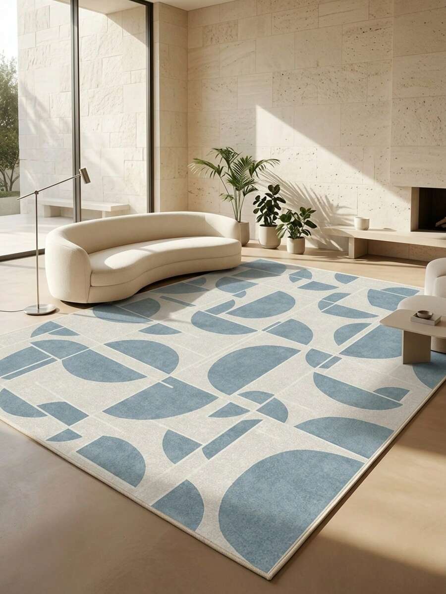 1pc Nordic Modern Cream Style Abstract Creative Geometric Pattern - Soft Faux Cashmere Area Rug, Bathroom, Kitchen, Entryway, Hallway, Bedside, Living Room, Bedroom, All Season Machine Washable Large Size Floor Mat, Aesthetic Home Decor - Multicolor - View 1
