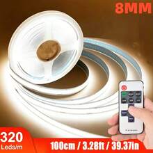 Acosh Neon USB LED 燈條附 RF 遙控器，可調光白色/暖白色 DC5V COB LED 燈條，遙控家用櫥櫃裝飾燈，1/2/3/5m - 白色 - 查看 8