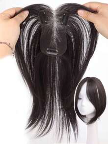 12Inch Clip‑In Synthetic Hair Topper For Women, Invisible Arc Top Hair Piece, Straight Wig Piece For Thinning Hair, Add Volume, Cover Grey Hair, Breathable Borderless Net Base - Multicolor - View 15