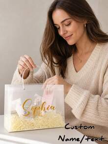 Customizable Transparent Letter Gift Bags, Personalized Gift Bags, Personalized Wedding Party Bridesmaids Gift Bags, Multi-Functional Transparent Welcome Bag For Parties And Events, Customized Gift Bags, Wedding Gift Bags - Multicolor - View 9